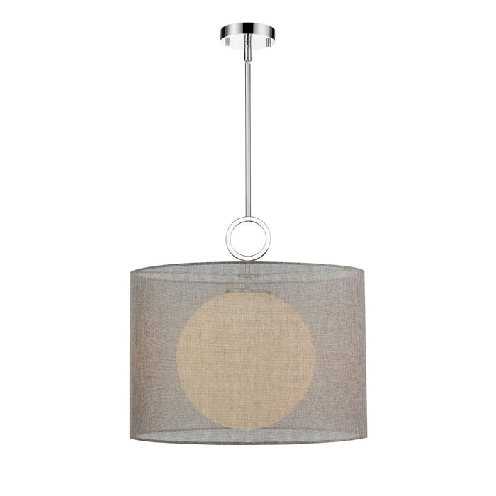 Z-Lite Arosia 1 Light 20" Pendant, Chrome/Gray