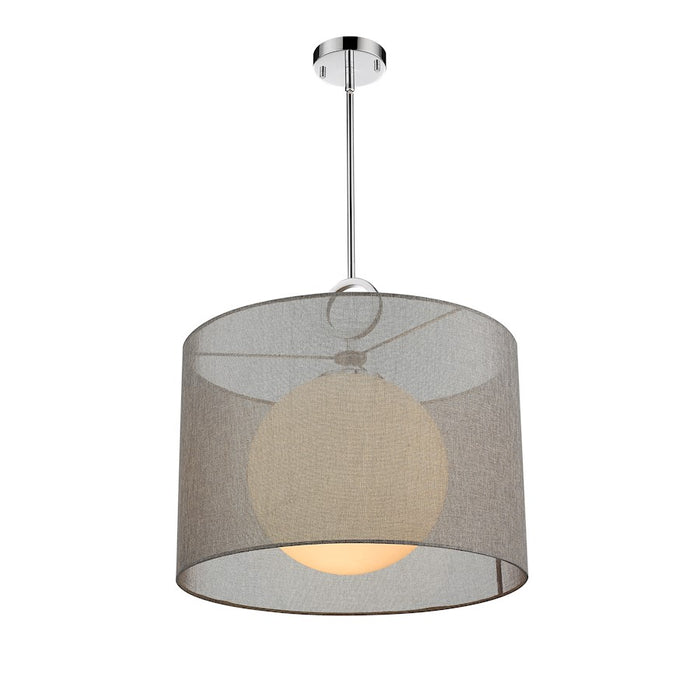 Z-Lite Arosia 1 Light 20" Pendant, Chrome/Gray