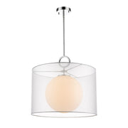 Z-Lite Arosia 1 Light 20" Pendant, Chrome, While - 194-20W-C
