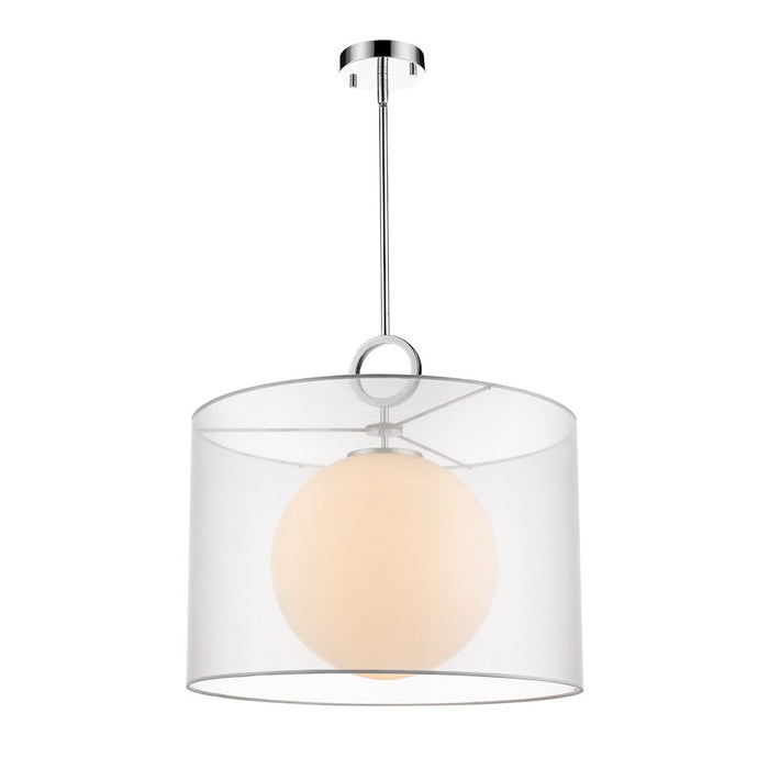 Z-Lite Arosia 1 Light 20" Pendant, Chrome, While - 194-20W-C