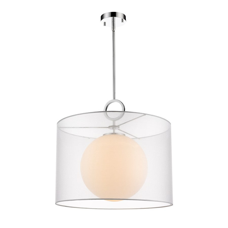 Z-Lite Arosia 1 Light 20" Pendant, Chrome, While - 194-20W-C