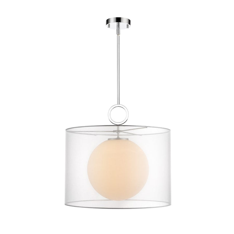 Z-Lite Arosia 1 Light 20" Pendant, Chrome/White