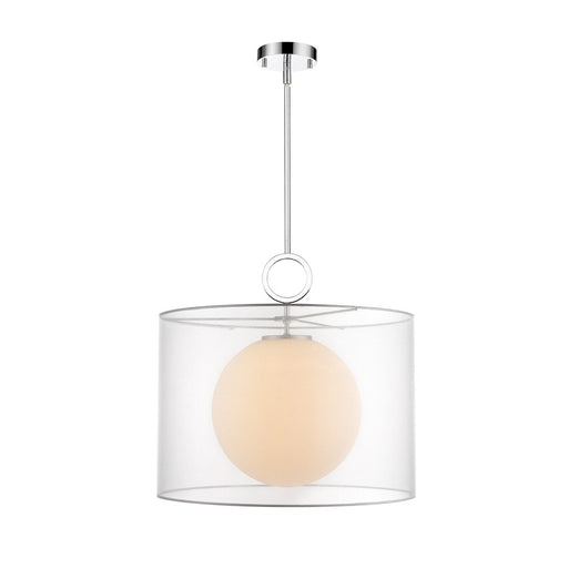 Z-Lite Arosia 1 Light 20" Pendant, Chrome/White