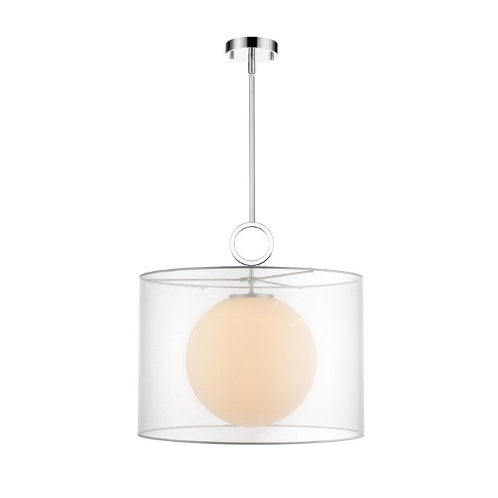 Z-Lite Arosia 1 Light 20" Pendant, Chrome/White