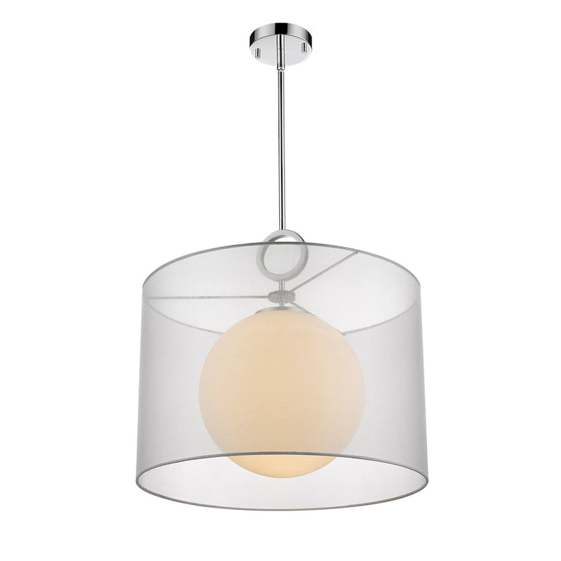 Z-Lite Arosia 1 Light 20" Pendant, Chrome/White