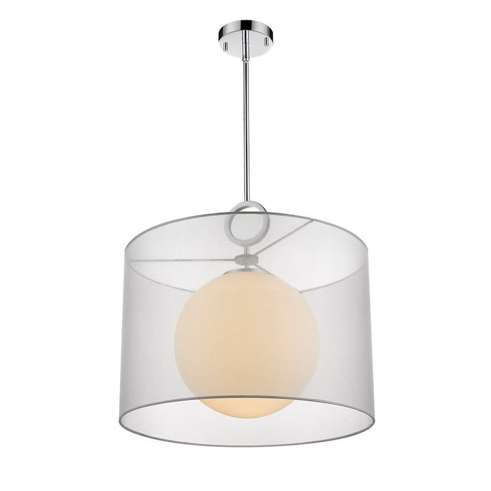 Z-Lite Arosia 1 Light 20" Pendant, Chrome/White