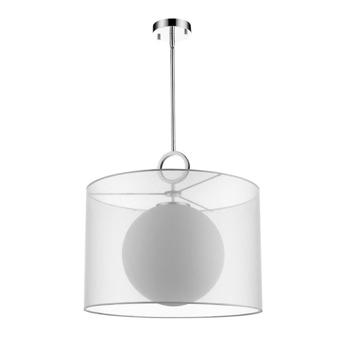 Z-Lite Arosia 1 Light 20" Pendant, Chrome/White