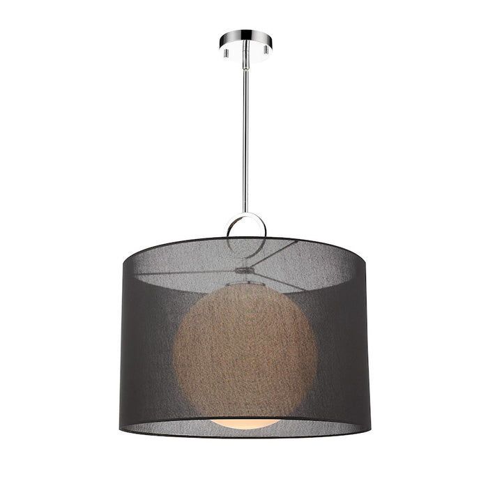 Z-Lite Arosia 1 Light 22.75" Pendant, Chrome, Black - 194-24BK-C