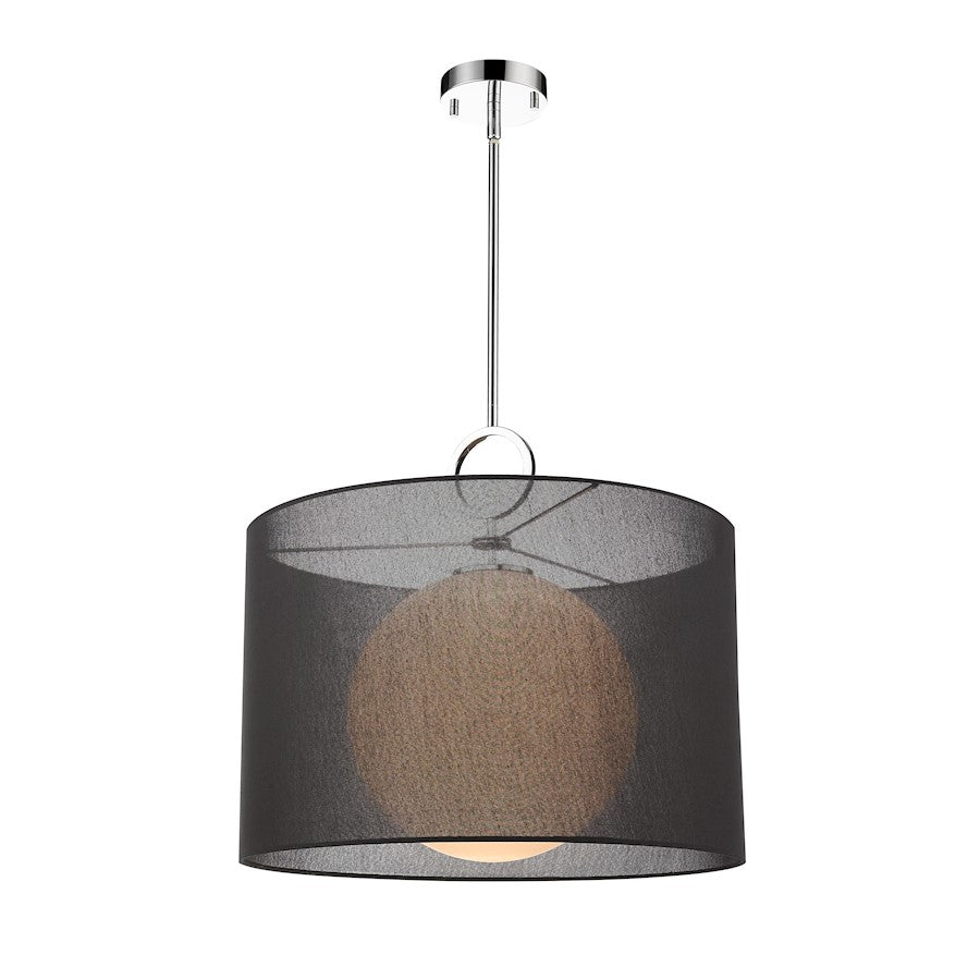 Z-Lite Arosia 1 Light 22.75" Pendant, Chrome, Black - 194-24BK-C