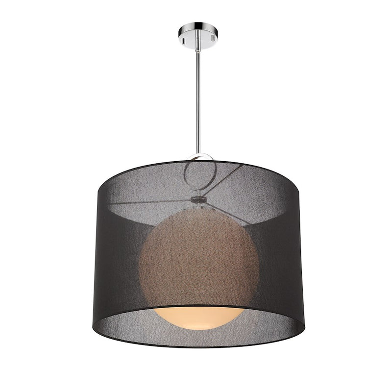 Z-Lite Arosia 1 Light 22.75" Pendant, Chrome/Black
