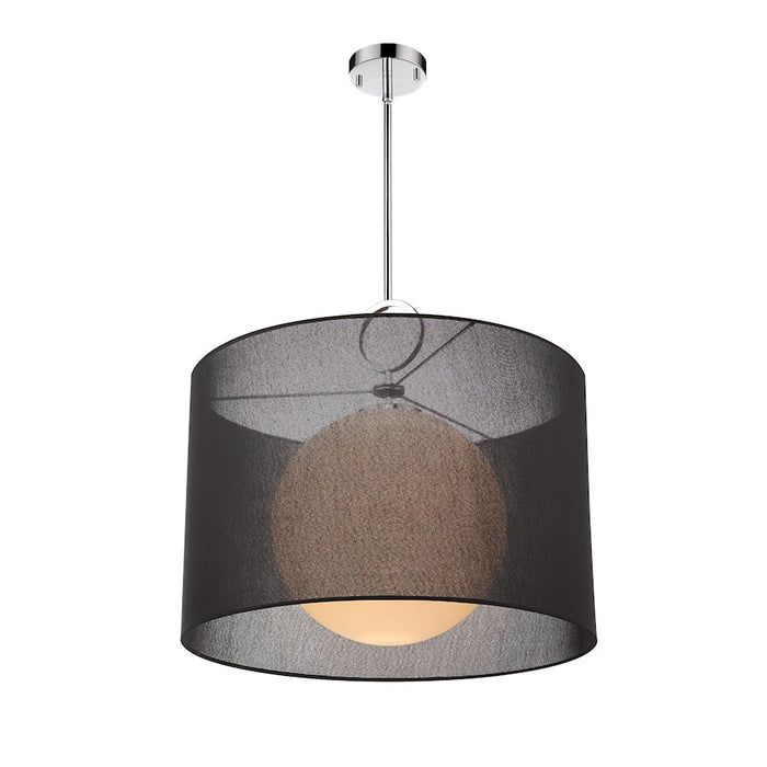 Z-Lite Arosia 1 Light 22.75" Pendant, Chrome/Black
