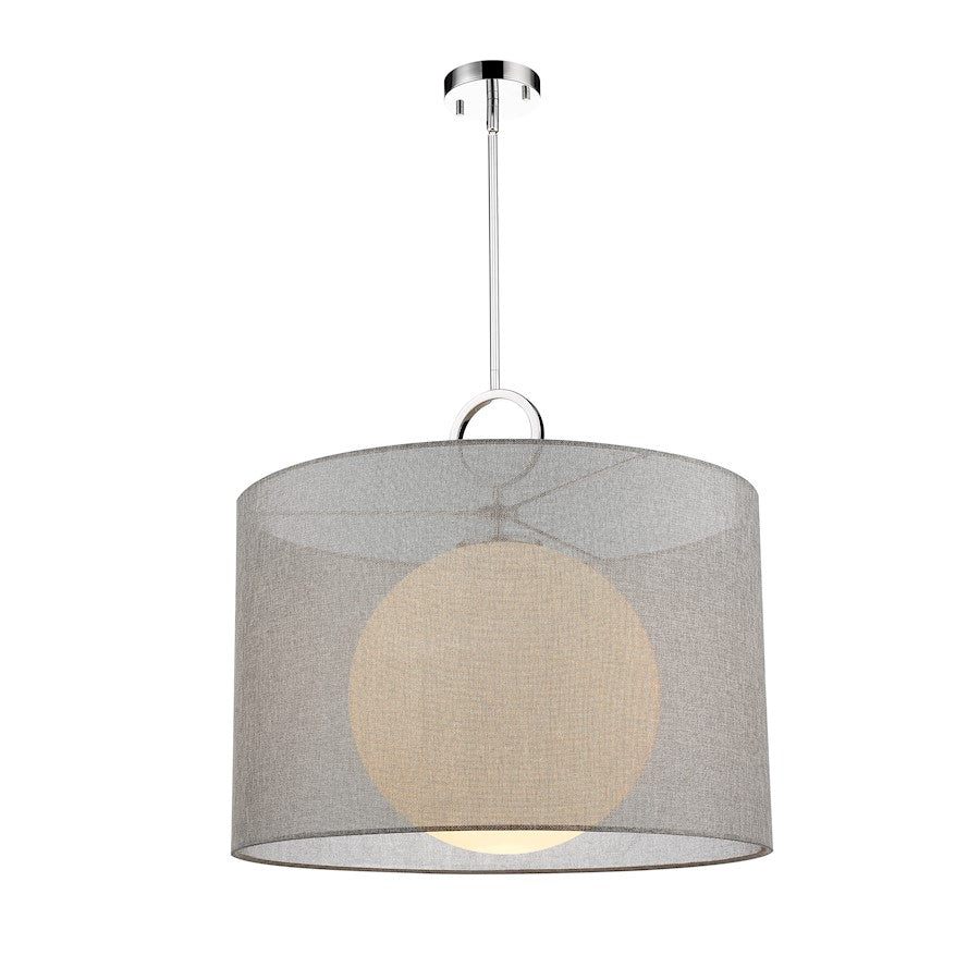 Z-Lite Arosia 1 Light 22.75" Pendant, Chrome, Gray - 194-24G-C
