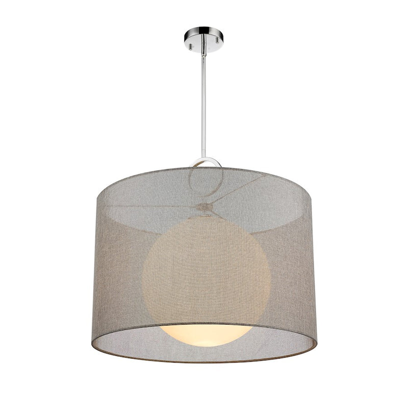 Z-Lite Arosia 1 Light 22.75" Pendant, Chrome/Gray
