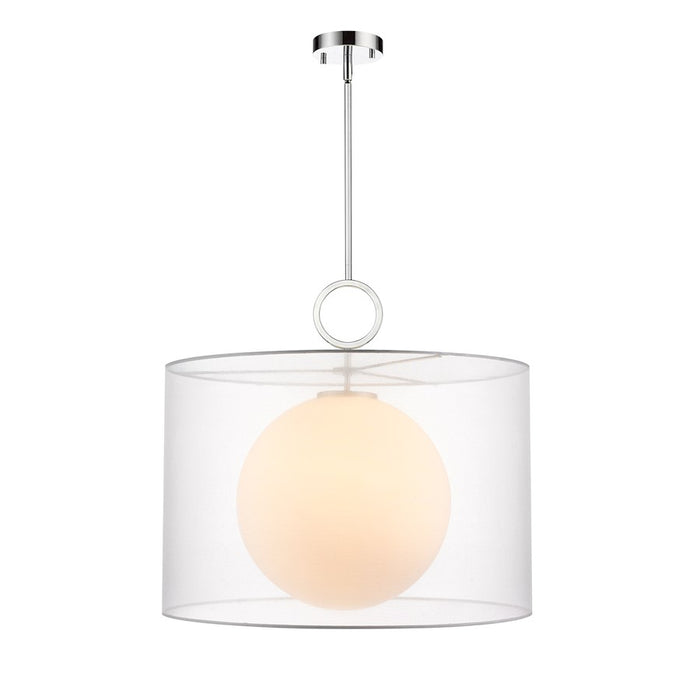 Z-Lite Arosia 1 Light 22.75" Pendant, Chrome/White