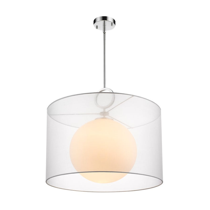 Z-Lite Arosia 1 Light 22.75" Pendant, Chrome/White