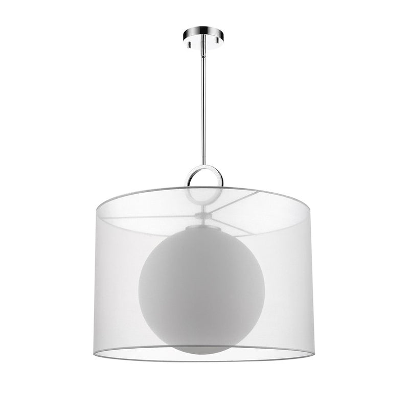 Z-Lite Arosia 1 Light 22.75" Pendant, Chrome/White