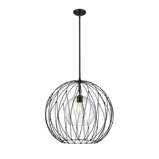 Z-Lite Elle 1 Light Pendant, Matte Black/Clear