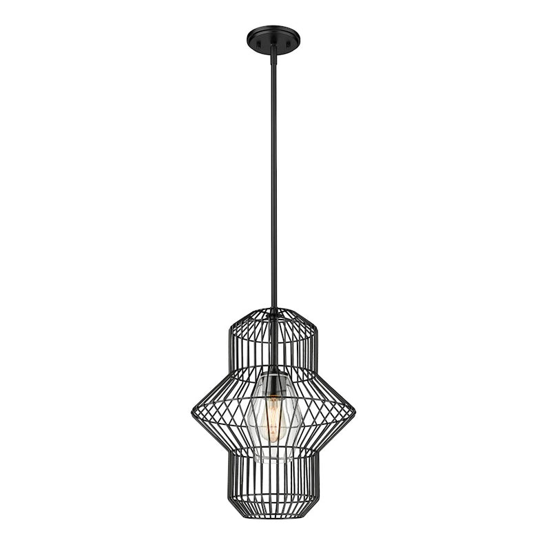 Z-Lite Orsay 1 Light Pendant, Matte Black/Clear
