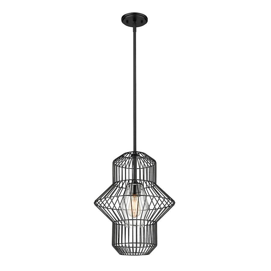 Z-Lite Orsay 1 Light Pendant, Matte Black/Clear