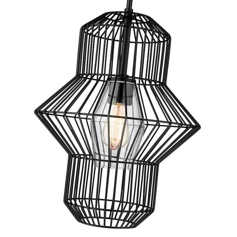 Z-Lite Orsay 1 Light Pendant, Matte Black/Clear