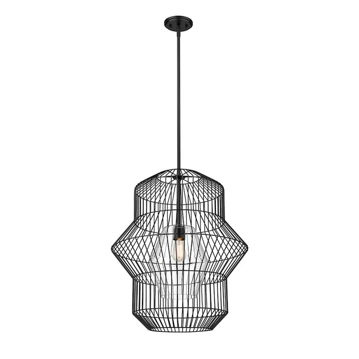Z-Lite Orsay 1 Light Pendant, Matte Black/Clear