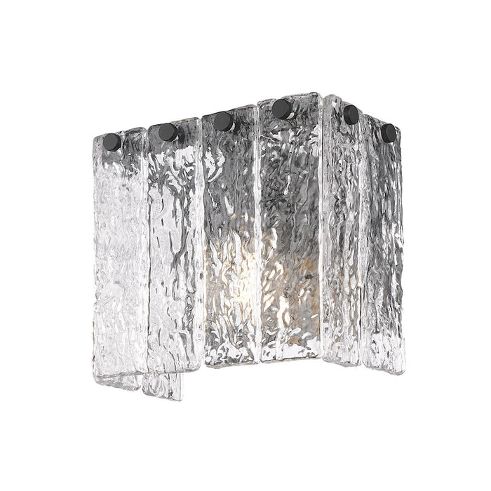 Z-Lite Glacier 1 Light Wall Sconce, Matte Black/Clear