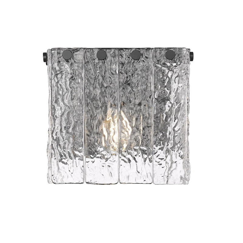 Z-Lite Glacier 1 Light Wall Sconce, Matte Black/Clear