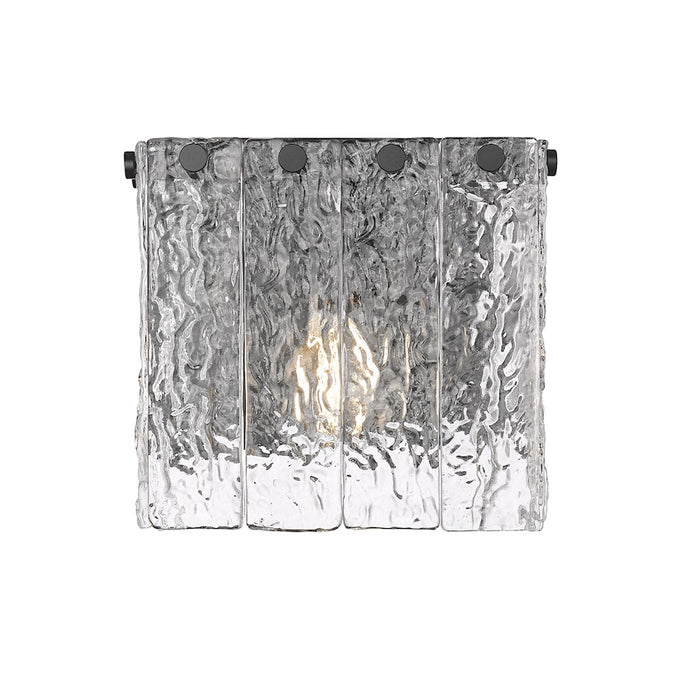 Z-Lite Glacier 1 Light Wall Sconce, Matte Black/Clear