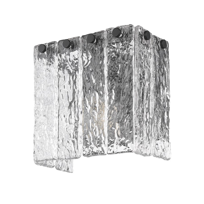 Z-Lite Glacier 1 Light Wall Sconce, Matte Black/Clear