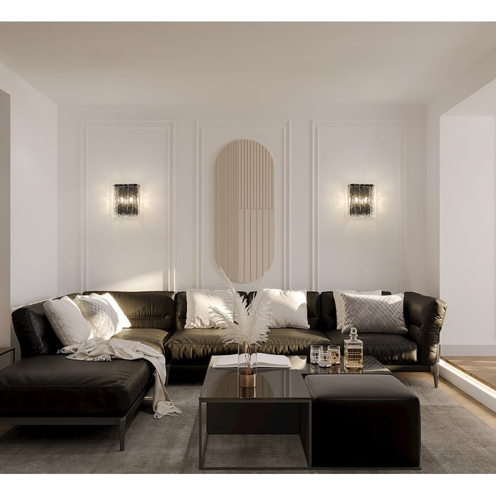 Z-Lite Glacier 2 Light Wall Sconce, Matte Black/Clear