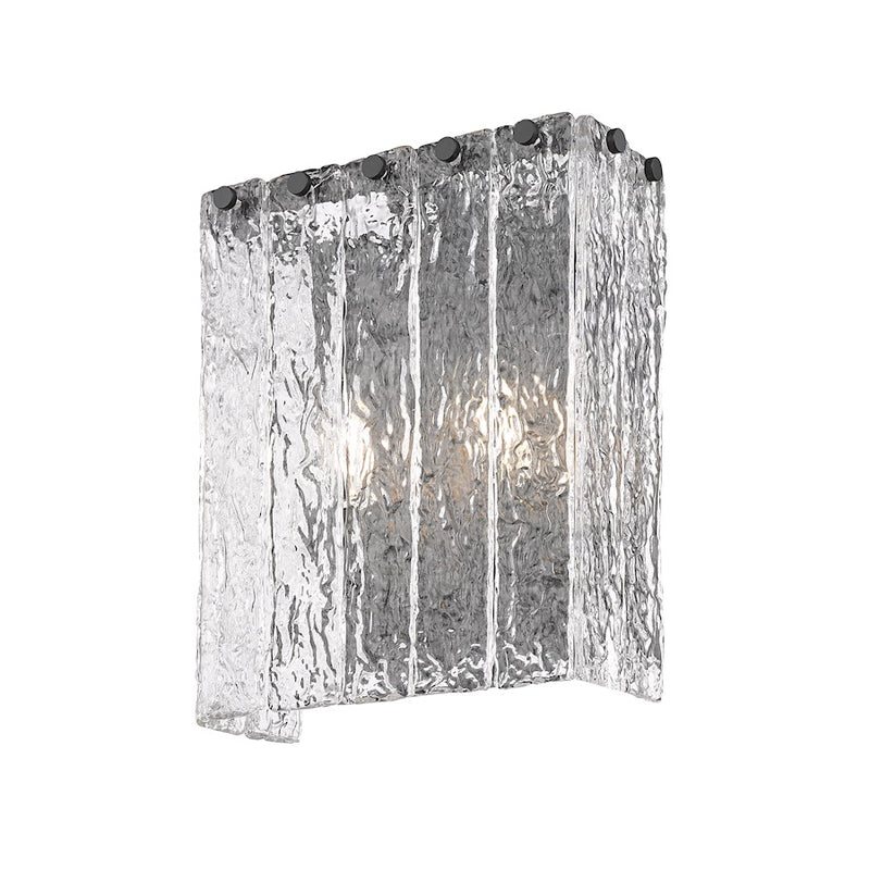 Z-Lite Glacier 2 Light Wall Sconce, Matte Black/Clear