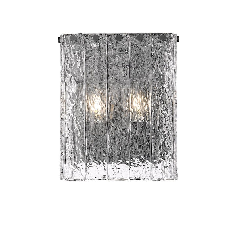 Z-Lite Glacier 2 Light Wall Sconce, Matte Black/Clear
