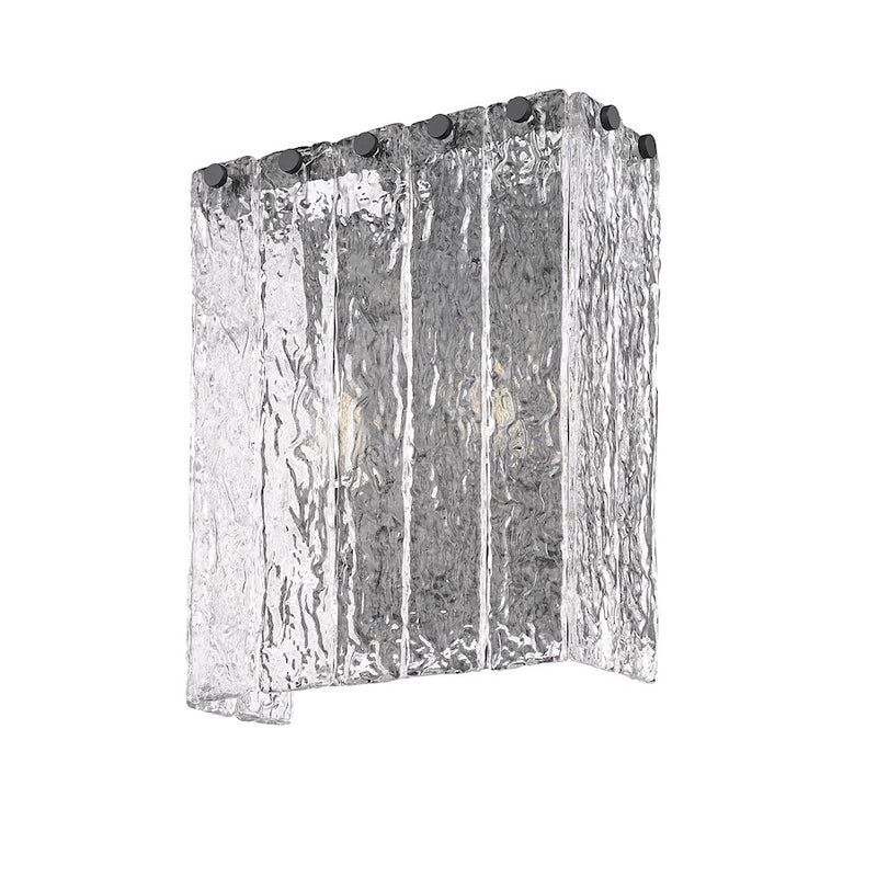 Z-Lite Glacier 2 Light Wall Sconce, Matte Black/Clear
