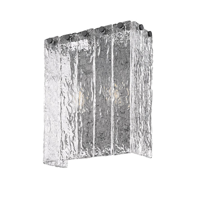 Z-Lite Glacier 2 Light Wall Sconce, Matte Black/Clear
