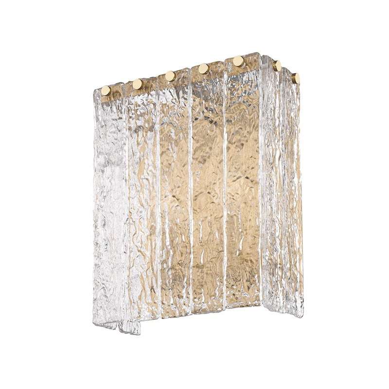 Z-Lite Glacier 2 Light Wall Sconce, Modern Gold/Clear