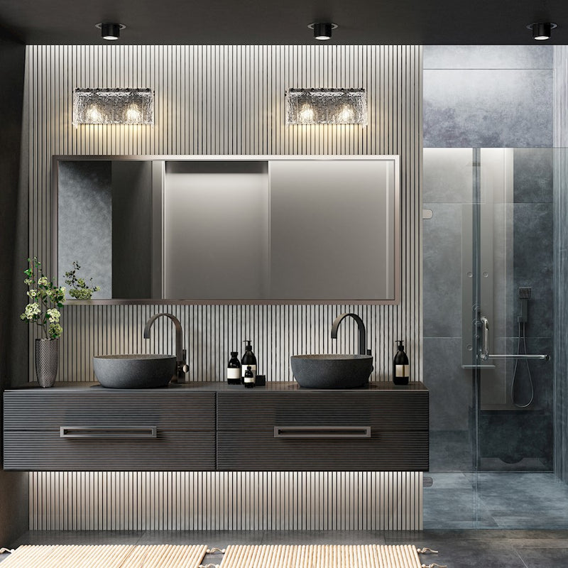Z-Lite Glacier 2 Light Vanity, Matte Black/Clear