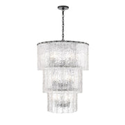 Z-Lite Glacier 12 Light Chandelier, Matte Black/Clear - 1943-36MB