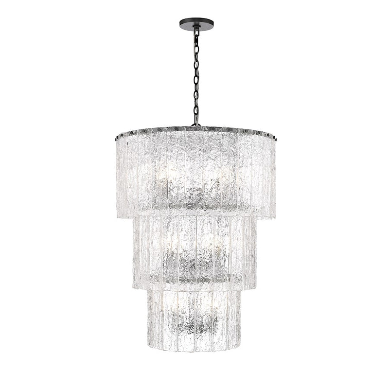 Z-Lite Glacier 12 Light Chandelier, Matte Black/Clear - 1943-36MB