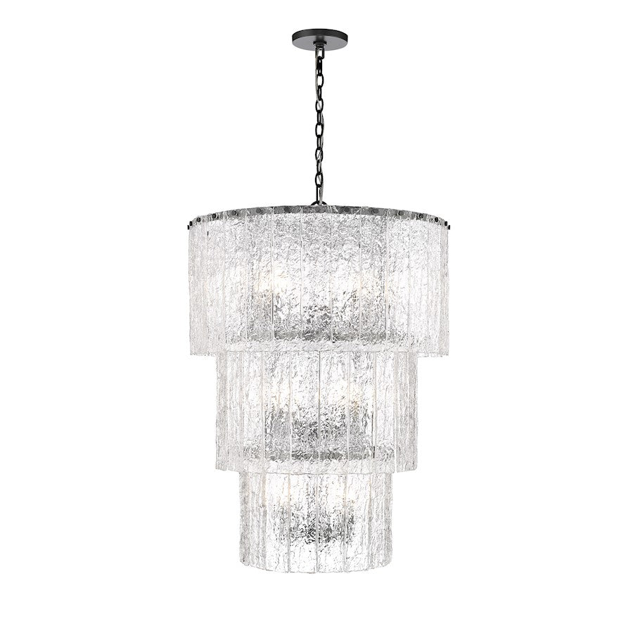 Z-Lite Glacier 12 Light Chandelier, Matte Black/Clear - 1943-36MB