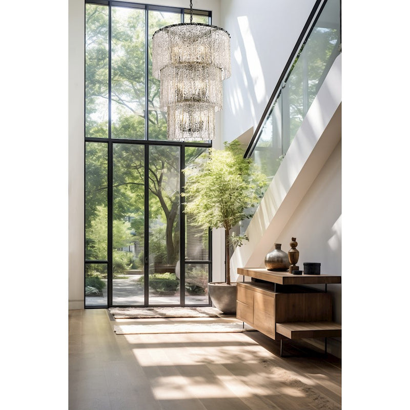 Z-Lite Glacier 12 Light Chandelier, Matte Black/Clear