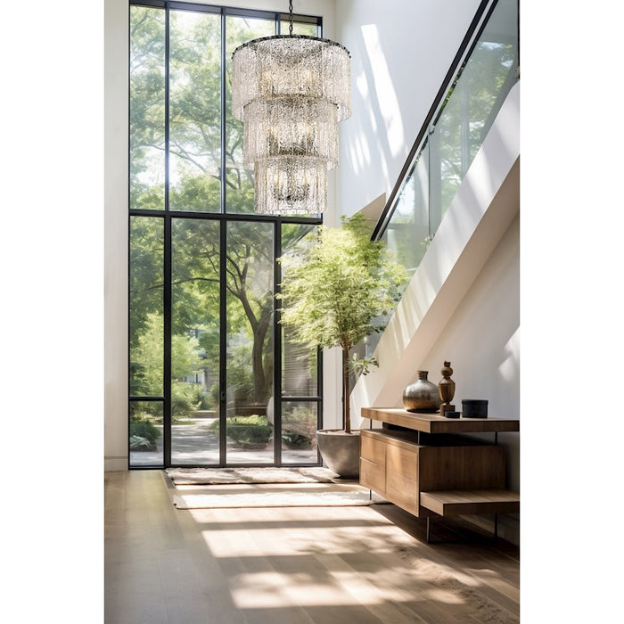Z-Lite Glacier 12 Light Chandelier, Matte Black/Clear
