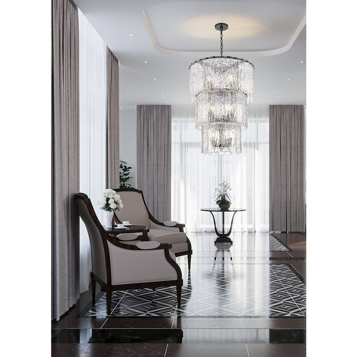 Z-Lite Glacier 12 Light Chandelier, Matte Black/Clear