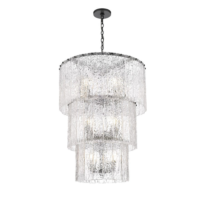 Z-Lite Glacier 12 Light Chandelier, Matte Black/Clear