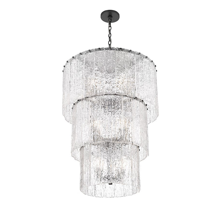 Z-Lite Glacier 12 Light Chandelier, Matte Black/Clear
