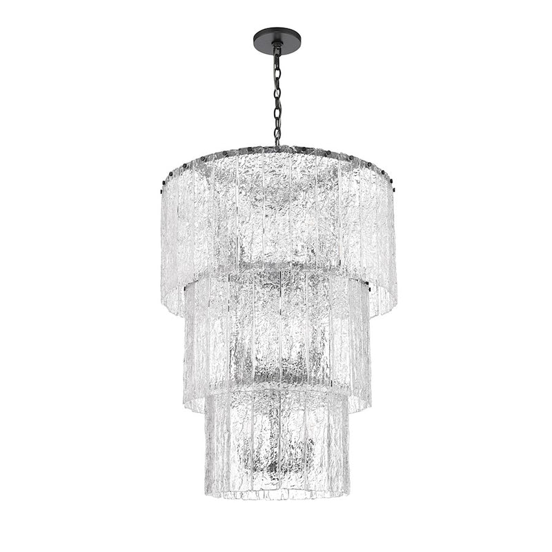 Z-Lite Glacier 12 Light Chandelier, Matte Black/Clear