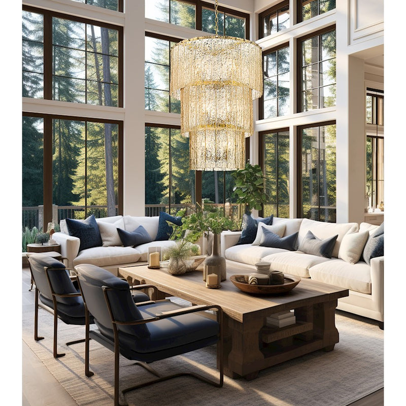 Z-Lite Glacier 12 Light Chandelier, Modern Gold/Clear