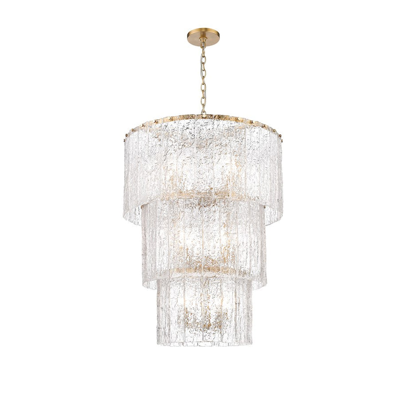 Z-Lite Glacier 12 Light Chandelier, Modern Gold/Clear