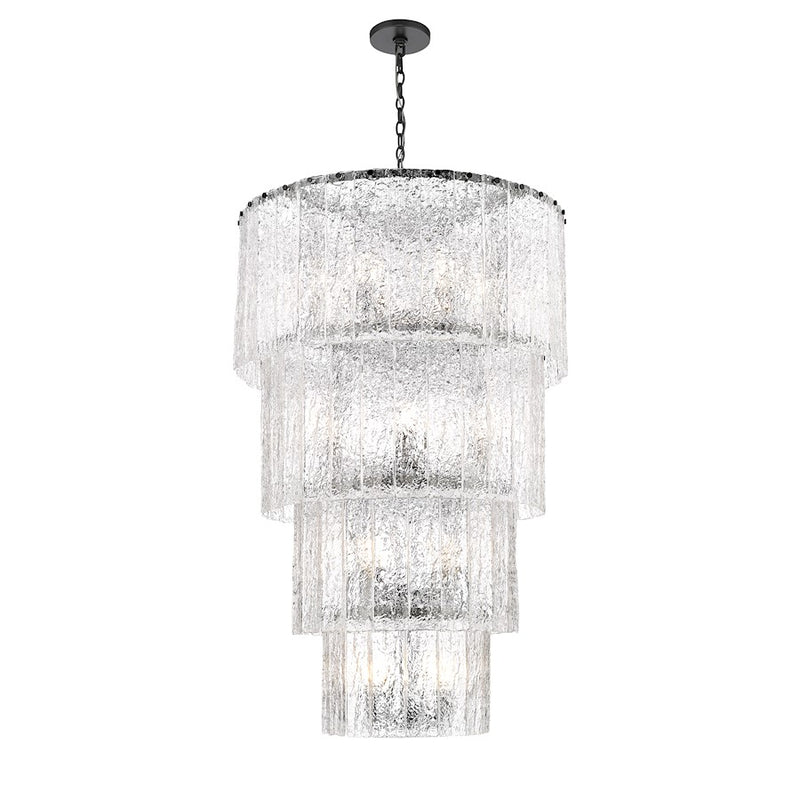 Z-Lite Glacier 18 Light Chandelier, Matte Black/Clear