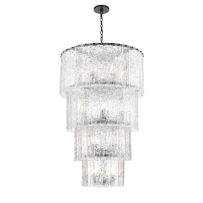 Z-Lite Glacier 18 Light Chandelier, Matte Black/Clear