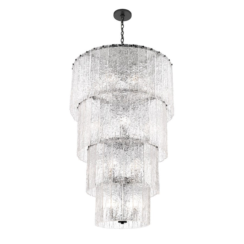 Z-Lite Glacier 18 Light Chandelier, Matte Black/Clear